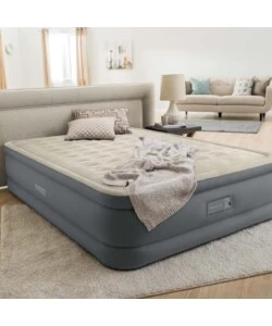 Materasso matrimoniale autogonfiante intex "airbed dura-beam premaire ii" colore beige con connessione bluetooth, 152x203x46 cm