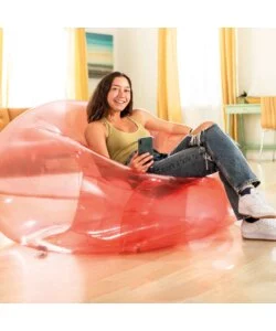 Poltrona gonfiabile intex "beanless bag" colore rosa trasparente, 137x127x74 cm