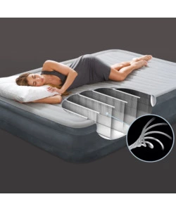 Materasso ad una piazza e mezza autogonfiante intex "airbed dura-beam comfort-plush mid-rise" colore grigio chiaro, 137x191x33 cm