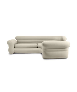 Divano gonfiabile angolare intex colore beige con braccioli, 257x203x76 cm