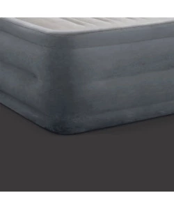 Materasso matrimoniale autogonfiante intex "airbed dura-beam comfort-plush high-rise" colore grigio chiaro e pompa integrata, 152x203x56 cm