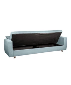 Divano letto contenitore bellahome "eva" 3 posti colore grigio menta, 220x84x85 cm