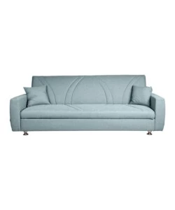 Divano letto contenitore bellahome "eva" 3 posti colore grigio menta, 220x84x85 cm