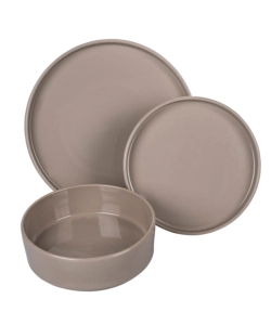 Servizio piatti "gourmet" in gres grigio, 12 pezzi