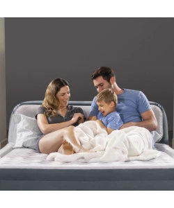 Materasso matrimoniale autogonfiante intex "dura-beam pillow ultra push" colore grigio chiaro e pompa elettrica inclusa, 152x236x86 cm