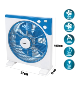 Ventilatore da tavolo box con 3 velocitÀ colore bianco e blu, 45 w