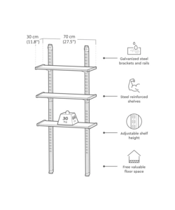 Kit scaffalatura per casette keter "shelving kit 70" in metallo, 70x30 cm