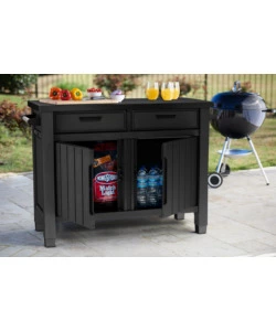 Tavolino per barbecue keter "unity xl" colore grafite, 125,5x51,5x90 cm