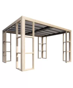 Pergola in legno da esterno decor et jardin 'ambre' senza pareti con copertura, 401x304x229 cm