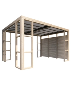 Pergola in legno da esterno decor et jardin 'ambre 1p' con copertura, 401x304x229 cm