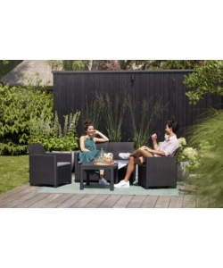 Set da giardino keter "marie lounge" colore grafite, 4 posti