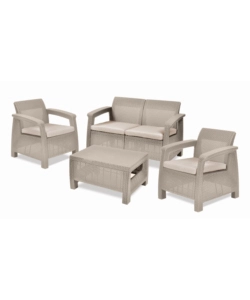 Set da giardino keter 'corfu lounge' colore cappuccino, 4 posti