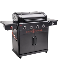 Barbecue a gas/carbone char broil 'gas2coal 2.0 440 special edition' in acciaio con 4 bruciatori, 155x63x117 cm