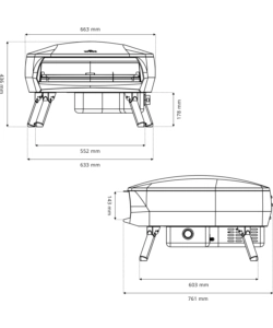 Forno pizza a gas witt "etna rotante" bianco con pietra refrattaria centrale girevole, 66,3x76x43,6 cm