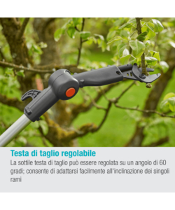 Troncarami telescopico a batteria gardena "highcut" 18v 2,0ah, caricabatterie incluso