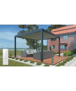 Pergola bioclimatica motorizzata riviera "bouganville" in alluminio colore antracite 4x4x2,5 mt