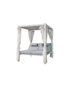 Pergola con tetto prendisole a due piazze riviera 'sunlounge tulipano' in alluminio colore bianco 1,9x1,9 mt