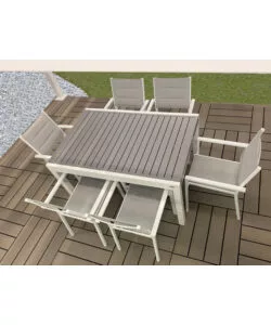 Tavolo da esterno allungabile riviera 'azalea' in alluminio bianco e grigio 135/270x90x75 cm