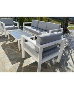 Set da esterno riviera "hibiscus" in alluminio colore bianco e grigio, 5 sedute e un tavolino