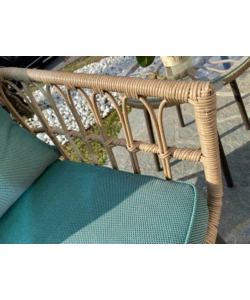 Set da giardino riviera "giunco" in acciaio e polyrattan, 2 sedute e un tavolino