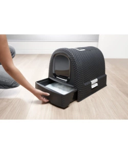 Lettiera e trasportino per gatti keter "cat litter box" in polipropilene colore antracite, 51x39x39 cm