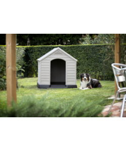 Cuccia per cani da esterno keter "dog house" in resina colore beige, 99x95x99 cm