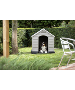 Cuccia per cani da esterno keter "dog house" in resina colore beige, 99x95x99 cm