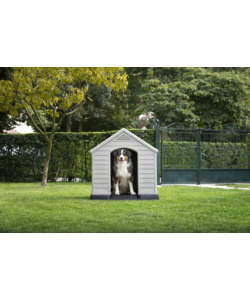 Cuccia per cani da esterno keter "dog house" in resina colore beige, 99x95x99 cm