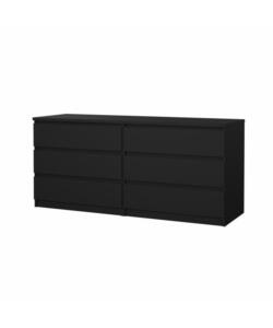 CASSETTIERA DOPPIA 'NAIA' CON 6 CASSETTI COLORE NERO OPACO, 153,8X50X70,1 CM