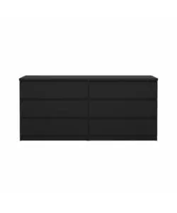 Cassettiera doppia "naia" con 6 cassetti colore nero opaco, 153,8x50x70,1 cm