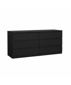 Cassettiera doppia "naia" con 6 cassetti colore nero opaco, 153,8x50x70,1 cm