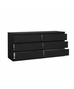 Cassettiera doppia "naia" con 6 cassetti colore nero opaco, 153,8x50x70,1 cm