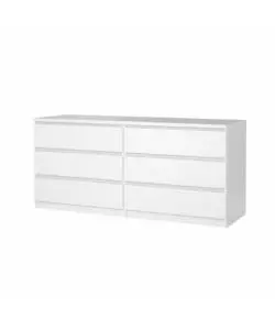 Cassettiera doppia 'naia' con 6 cassetti colore bianco lucido, 153,8x50x70,1 cm