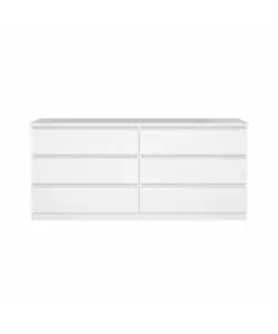 Cassettiera doppia "naia" con 6 cassetti colore bianco lucido, 153,8x50x70,1 cm