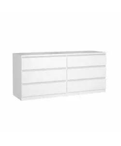 Cassettiera doppia "naia" con 6 cassetti colore bianco lucido, 153,8x50x70,1 cm