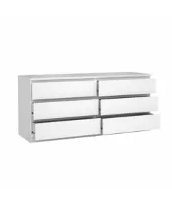 Cassettiera doppia "naia" con 6 cassetti colore bianco lucido, 153,8x50x70,1 cm