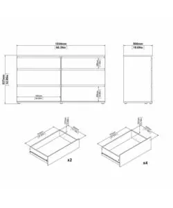 Cassettiera doppia "nova" con 6 cassetti colore bianco, 153,4x50x83,7 cm