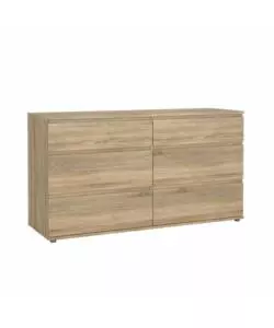 Cassettiera doppia "nova" con 6 cassetti colore rovere, 153,4x50x83,7 cm