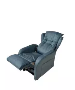 Poltrona "jolly" con recliner e alzata elettrica in tessuto blu, 75x85x108 cm