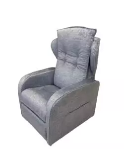 Poltrona 'jolly' con recliner e alzata elettrica in tessuto grigio chiaro, 75x85x108 cm