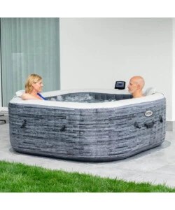 Piscina idromassaggio gonfiabile quadrata intex "greystone deluxe" 4 persone 173x173x71cm