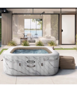 Piscina idromassaggio gonfiabile quadrata intex "calacatta dual zone" 4 persone 173x173x71cm