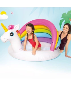 Piscina gonfiabile ovale per bambini intex "unicorno" con parasole 127x102x69 cm