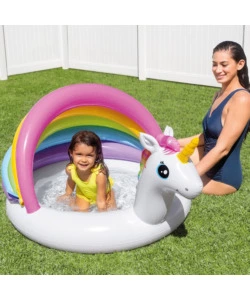 Piscina gonfiabile ovale per bambini intex "unicorno" con parasole 127x102x69 cm