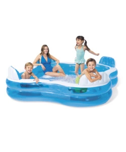 Piscina gonfiabile quadrata per bambini intex "family 4 sedili" 229x229x66 cm