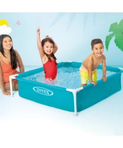 Piscina fuori terra quadrata intex "mini frame" colore celeste 122x122x30 cm