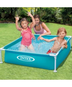 Piscina fuori terra quadrata intex "mini frame" colore celeste 122x122x30 cm