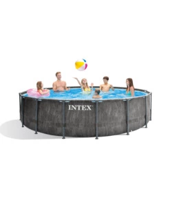 Piscina fuori terra rotonda intex "prisma greywood" 457x457x122 cm