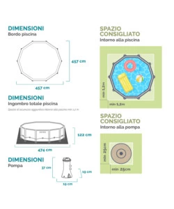 Piscina fuori terra rotonda intex "prisma greywood" 457x457x122 cm