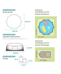 Piscina fuori terra rotonda intex "prisma frame" 610x610x132 cm